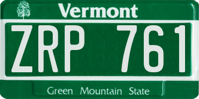 VT license plate ZRP761