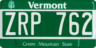 VT license plate ZRP762