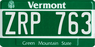 VT license plate ZRP763