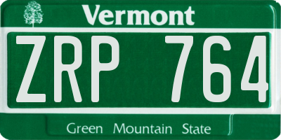 VT license plate ZRP764