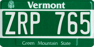 VT license plate ZRP765
