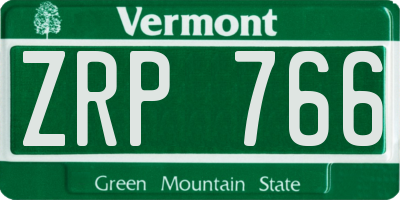VT license plate ZRP766