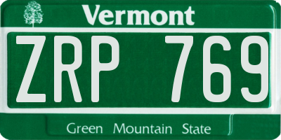 VT license plate ZRP769