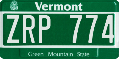 VT license plate ZRP774