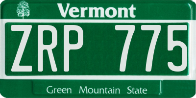 VT license plate ZRP775