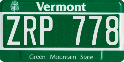 VT license plate ZRP778