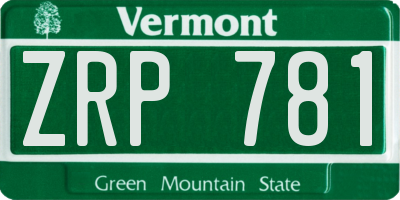 VT license plate ZRP781
