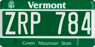 VT license plate ZRP784