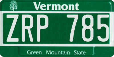 VT license plate ZRP785