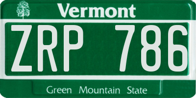 VT license plate ZRP786