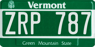 VT license plate ZRP787