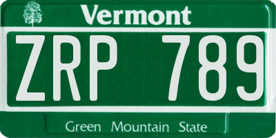 VT license plate ZRP789