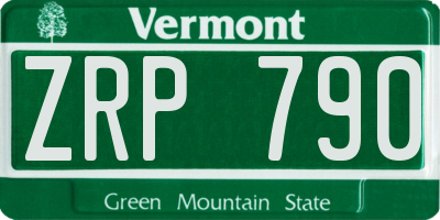 VT license plate ZRP790