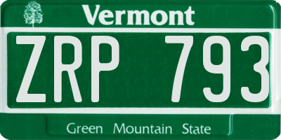 VT license plate ZRP793