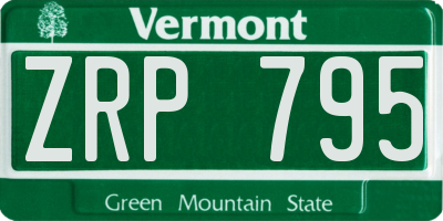 VT license plate ZRP795