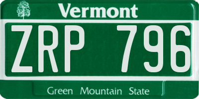 VT license plate ZRP796