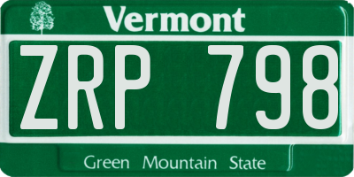 VT license plate ZRP798