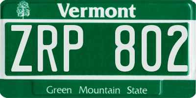 VT license plate ZRP802