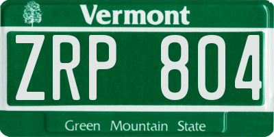 VT license plate ZRP804