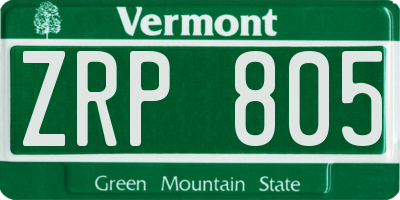 VT license plate ZRP805