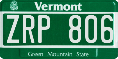VT license plate ZRP806