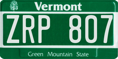 VT license plate ZRP807