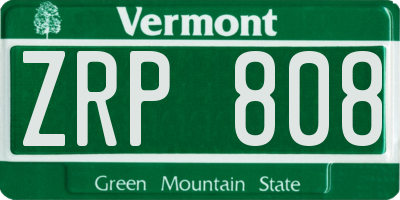 VT license plate ZRP808