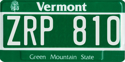 VT license plate ZRP810