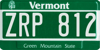 VT license plate ZRP812