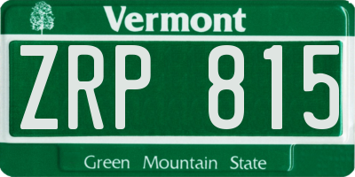 VT license plate ZRP815