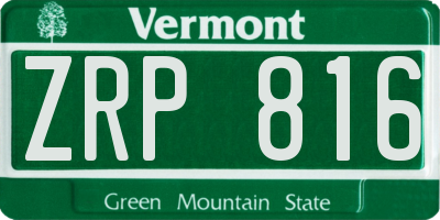 VT license plate ZRP816