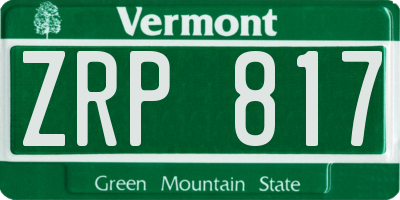 VT license plate ZRP817
