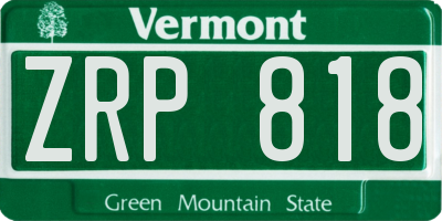 VT license plate ZRP818