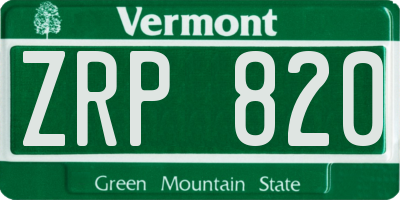 VT license plate ZRP820