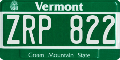 VT license plate ZRP822