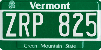 VT license plate ZRP825