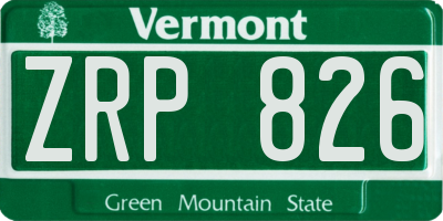 VT license plate ZRP826