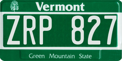 VT license plate ZRP827