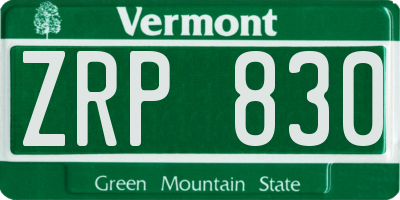 VT license plate ZRP830