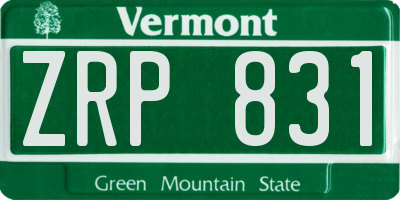 VT license plate ZRP831