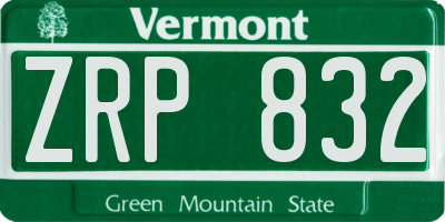 VT license plate ZRP832