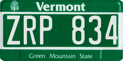 VT license plate ZRP834
