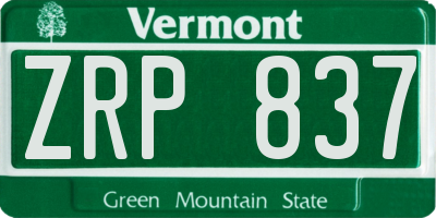 VT license plate ZRP837