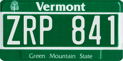 VT license plate ZRP841