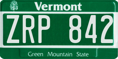 VT license plate ZRP842