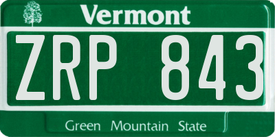 VT license plate ZRP843