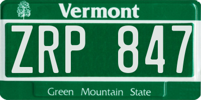 VT license plate ZRP847