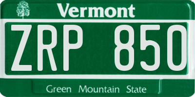 VT license plate ZRP850