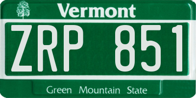 VT license plate ZRP851