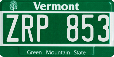 VT license plate ZRP853
